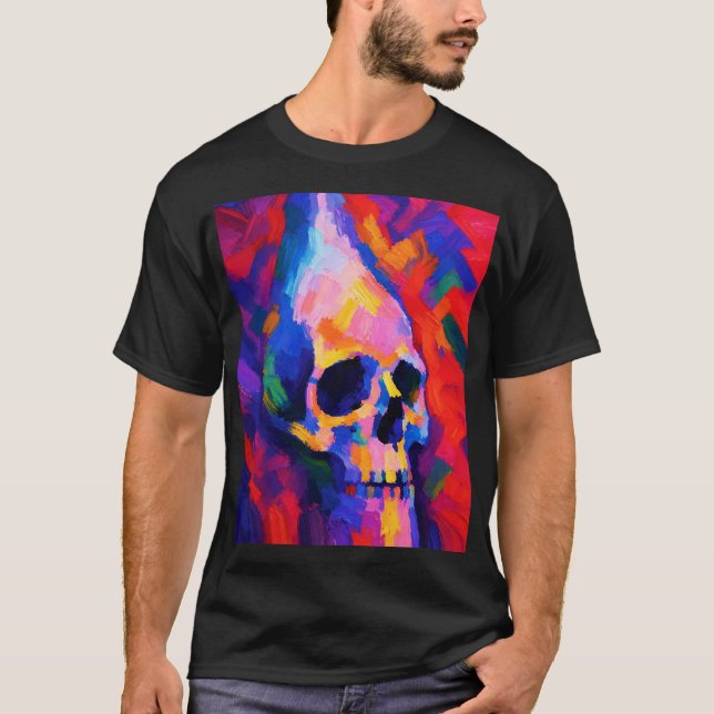 Abstrakt Skalle Målning Vägg Konsttryck T Shirt (Framsida)
