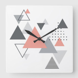 Abstrakt skandinavisk geometrisk design fyrkantig klocka