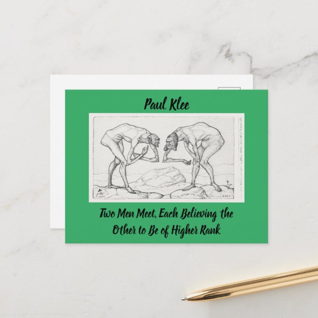 Abstrakt Sketch Paul Klee Two Manar Meet Vykort (Fram/Back In Situ)