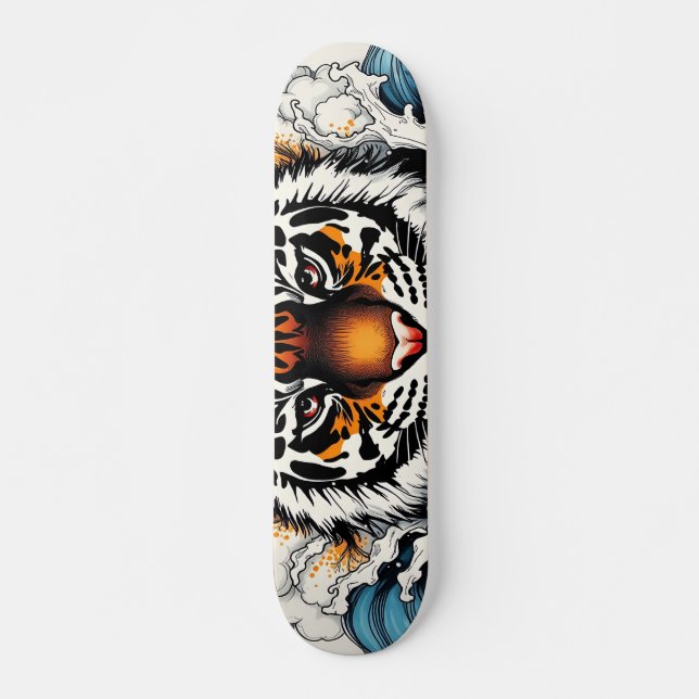 Abstrakt Sketch Tiger i Vatten Mini Skateboard Bräda 18,5 Cm (Framsida)