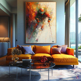 Abstrakt skidåkarkonst - Vintersportaktion Canvastryck