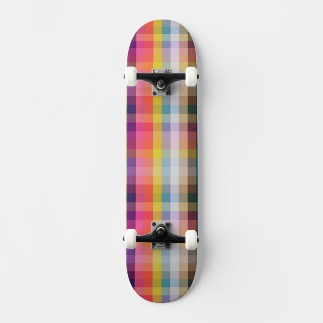 Abstrakt skotsk pläd mini skateboard bräda 18,7 cm (Framsida)