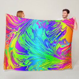 Abstrakt Skrämmande regnbågsvätska Fleecefilt