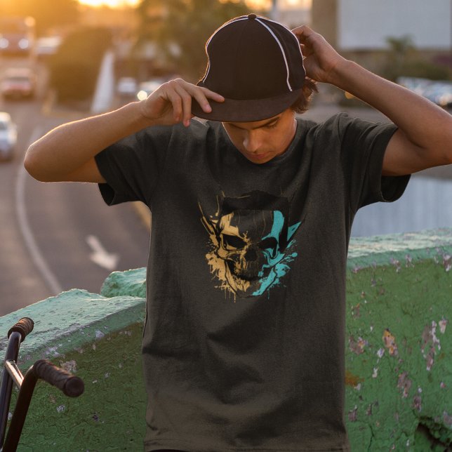 Abstrakt Skull, Bläck Stänk, Cyberpunk Manar T Shirt (Skapare uppladdad)