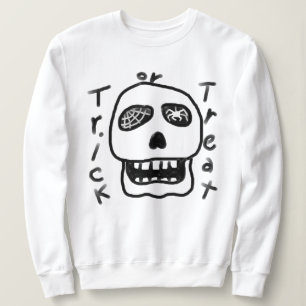 Abstrakt Skull Bus eller godis Halloween Sweatshir T Shirt
