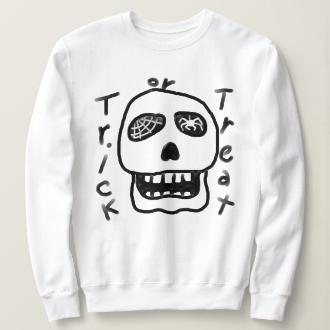 Abstrakt Skull Bus eller godis Halloween Sweatshir T Shirt (Design framsida)