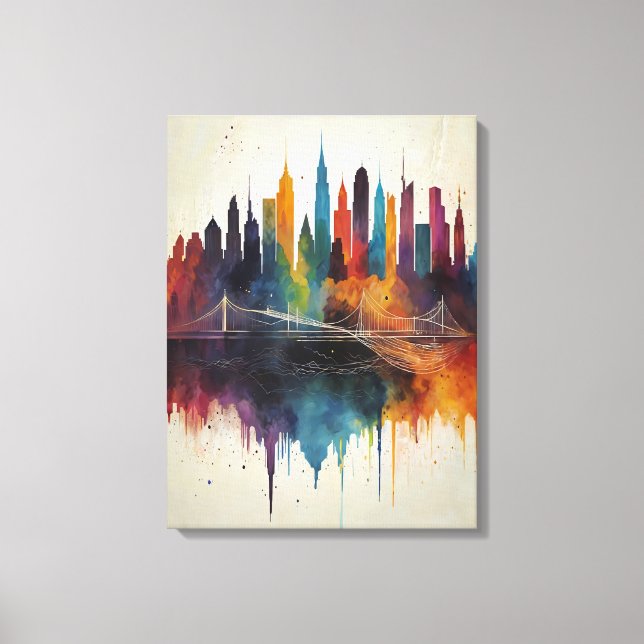 Abstrakt Skyline Cityscape Art Canvastryck (Framsida)
