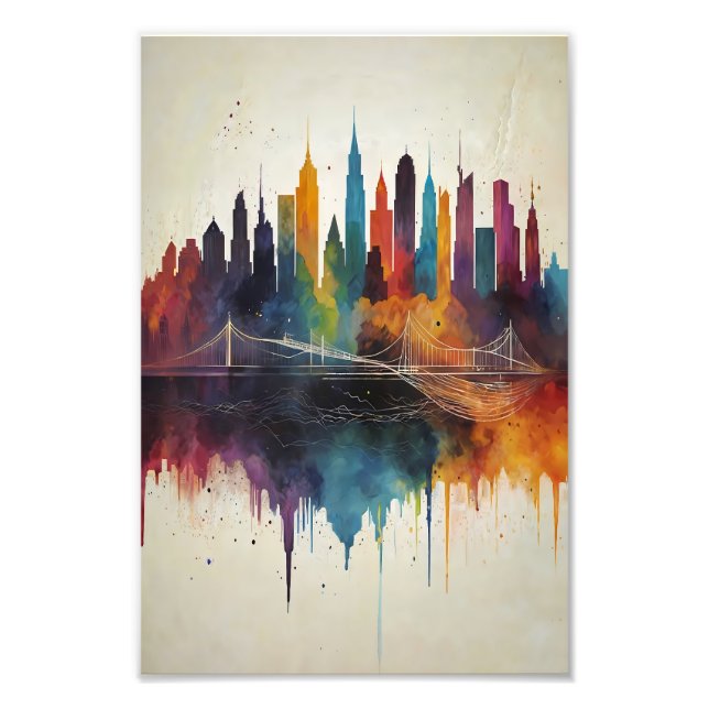 Abstrakt Skyline Cityscape Art Fototryck (Framsidan)