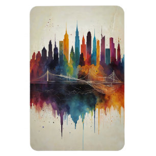 Abstrakt Skyline Cityscape Art Magnet