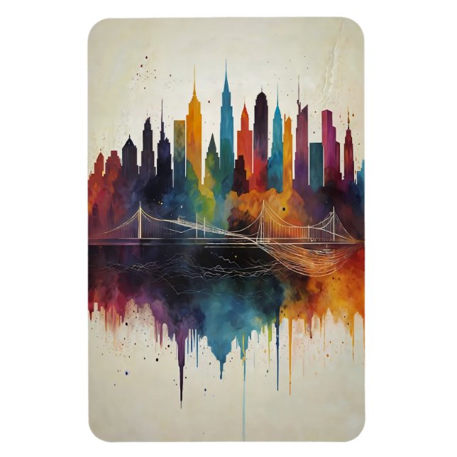 Abstrakt Skyline Cityscape Art Magnet (Vertikal)