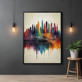 Abstrakt Skyline Cityscape Art Poster