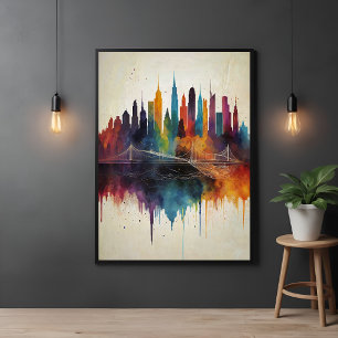 Abstrakt Skyline Cityscape Art Poster