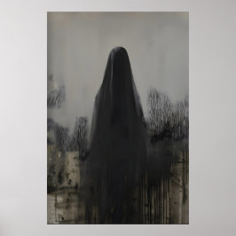 Abstrakt slöjad person gotisk konst utskrivbar aff poster