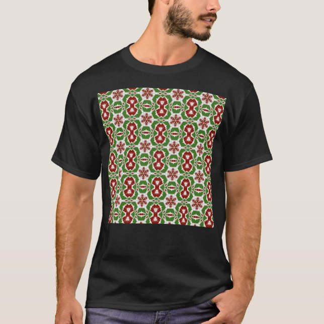 Abstrakt Small Julgran Kaleidoscope Snowfla T Shirt (Framsida)