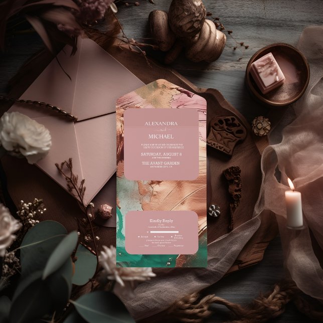 Abstrakt smaragdgrön roséguld bröllop (Skapare uppladdad)