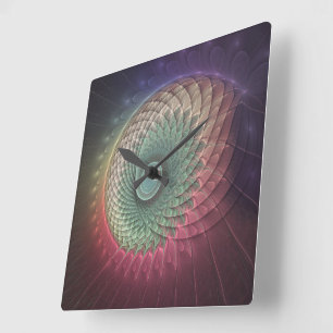 Abstrakt Snigel Colorful Modern Fractal Art Fyrkantig Klocka