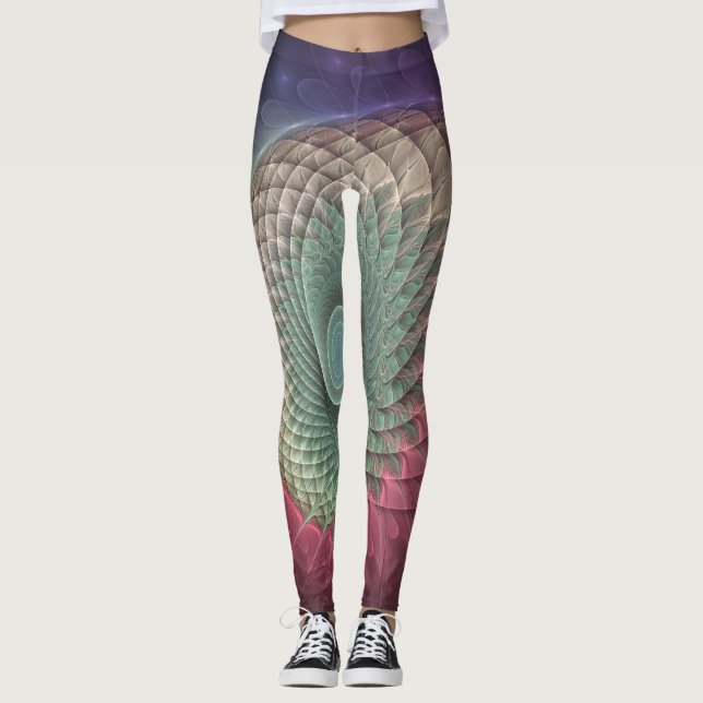 Abstrakt Snigel Colorful Modern Fractal Art Leggings (Framsida)