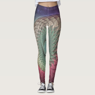 Abstrakt Snigel Färgrik Modern Fraktal Konst Leggings