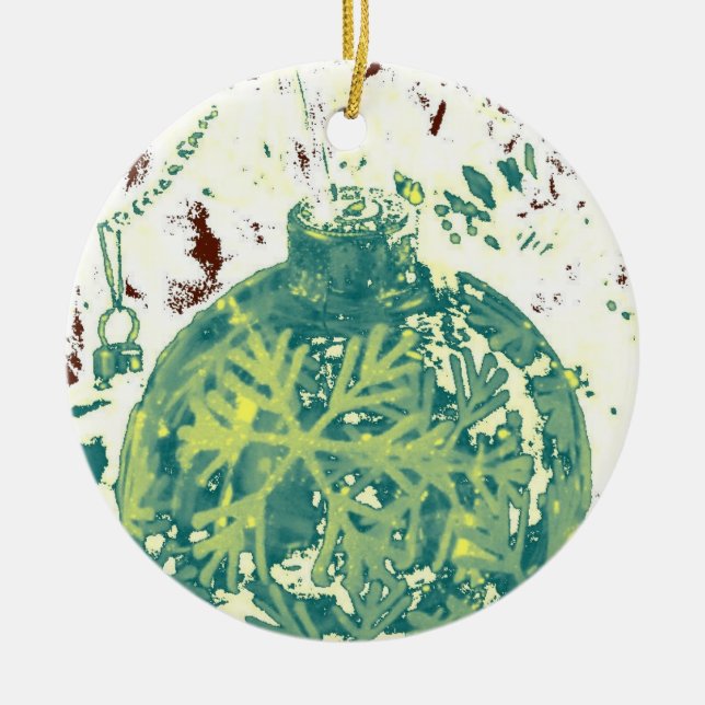 Abstrakt snöflinga design julgransprydnad keramik (Framsidan)