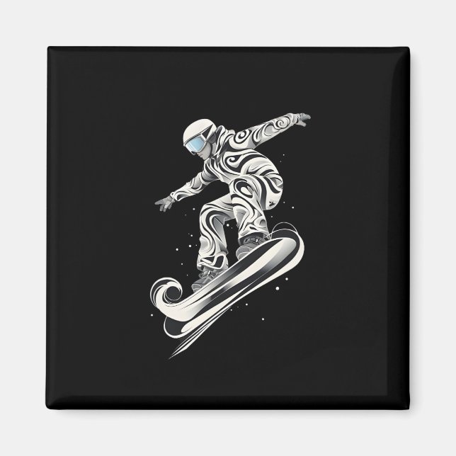 Abstrakt Snowboarder Snowboarder Magnet (Framsidan)
