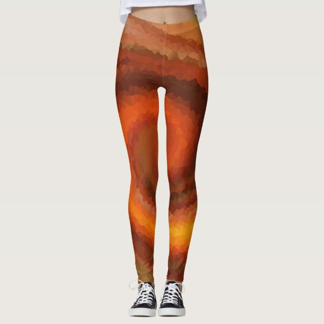 Abstrakt snurrar flytande orange Brun bruna brunt  Leggings (Framsida)