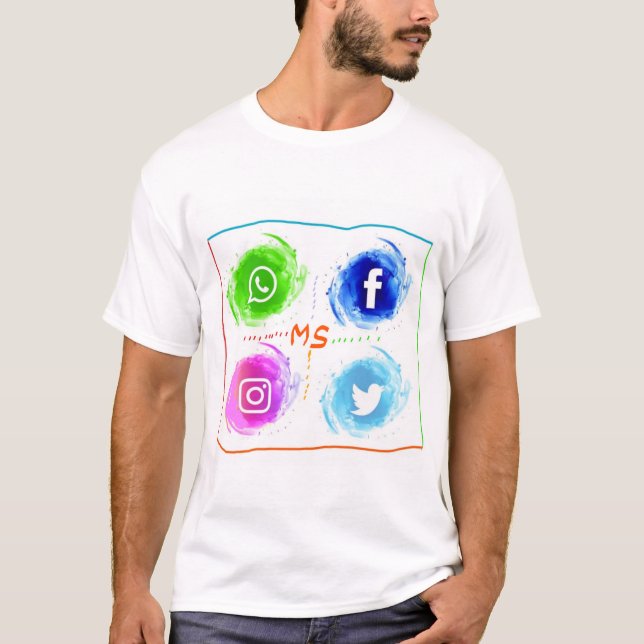 abstrakt-social-media-vattenfärgikoner-set_1055-44 t shirt (Framsida)
