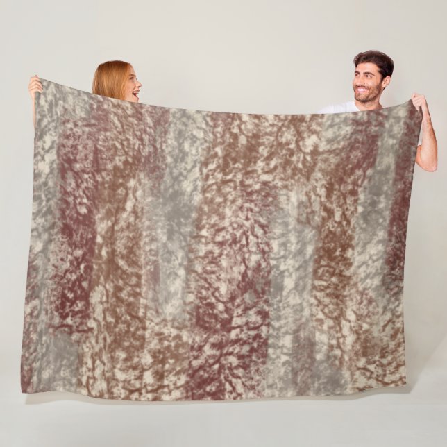 Abstrakt Soft Hues Grått Beige Vin & Chocolate Fleecefilt (På plats)