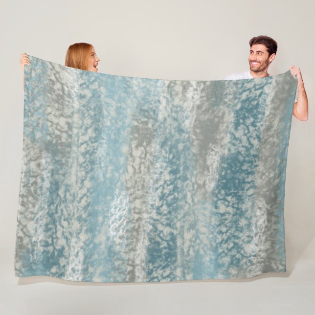 Abstrakt Soft Hues Grått Teal Fleece Blanket (På plats)