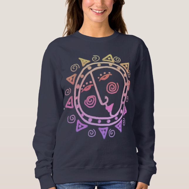 Abstrakt sol ansikte slitstark konst t shirt (Framsida)