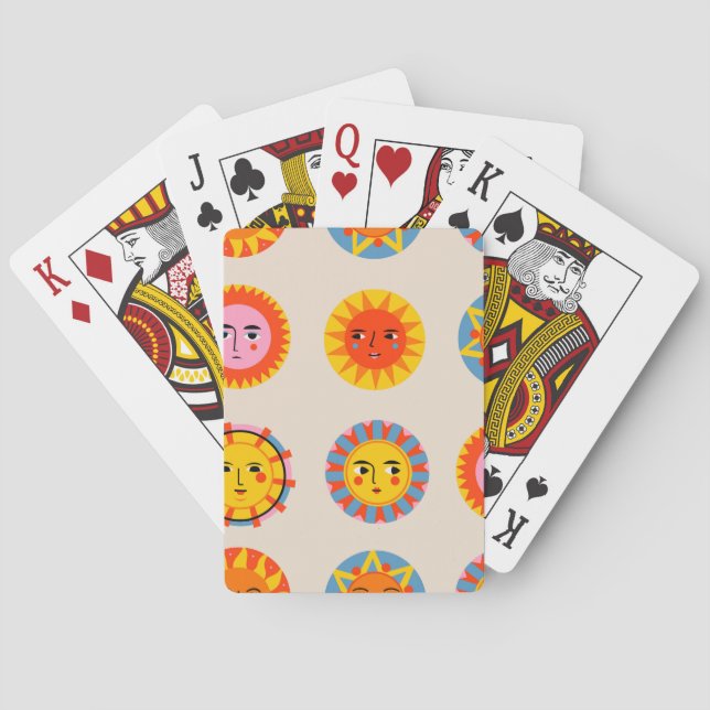 Abstrakt sol: Etnisk sömlös mönster. Casinokort (Baksidan)