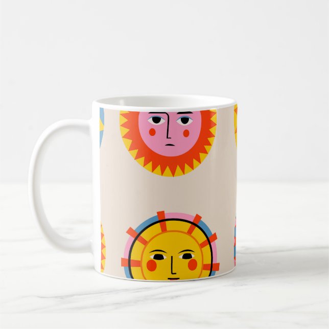 Abstrakt sol: Etnisk sömlös mönster. Kaffemugg (Vänster)