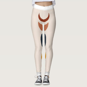 Abstrakt Sol Måne Boho Poster Leggings