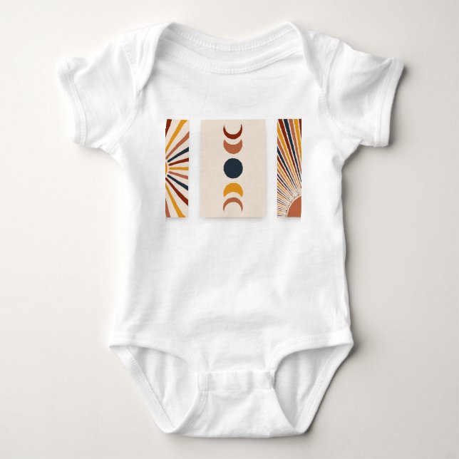 Abstrakt Sol Måne Boho Poster T Shirt (Framsida)