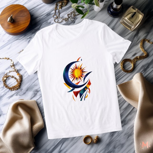 Abstrakt Sol och Måne T-Shirt | Färgrik Celestial (Skapare uppladdad)