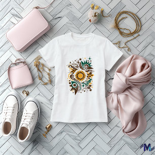 Abstrakt Sol och Natur Konst Design T Shirt