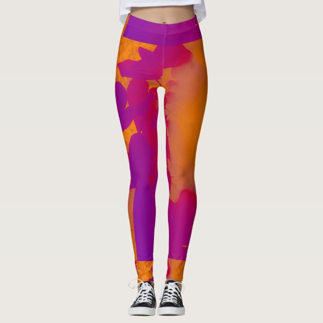 Abstrakt Sol Shines genom Löv Leggings (Framsida)