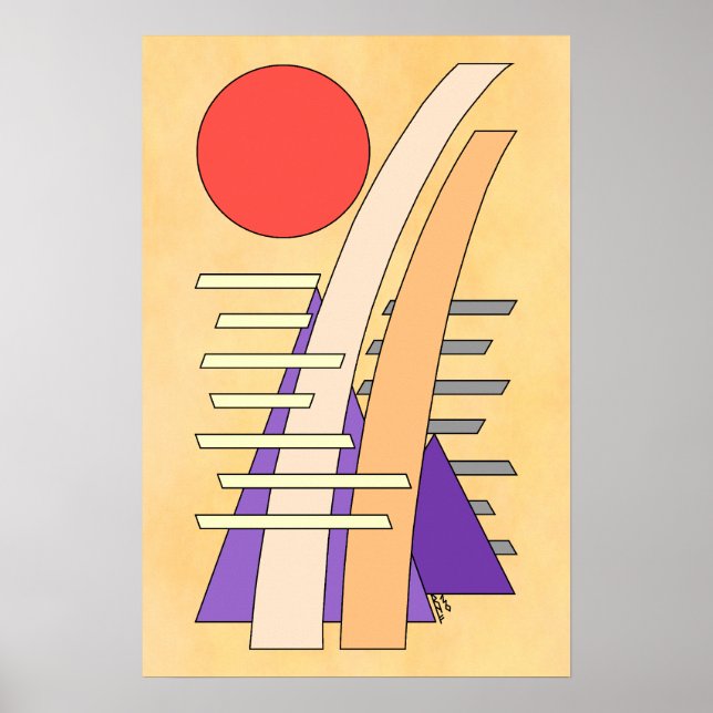 Abstrakt sol, skuggor, reflektioner och strukturer poster (Framsidan)