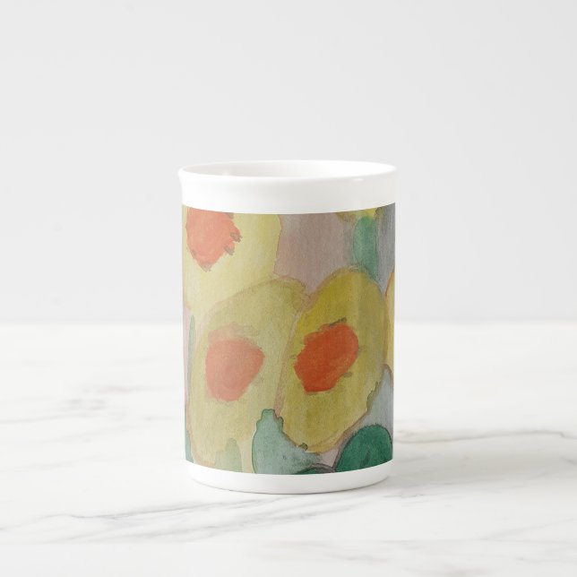 Abstrakt Solblommor Bone China Mugg Benporslin Mugg (Framsidan)