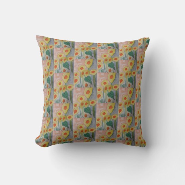 Abstrakt Solblommor Cushion Kudde (Framsida)