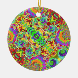 Abstrakt solblommor funky, blommor julgransprydnad keramik