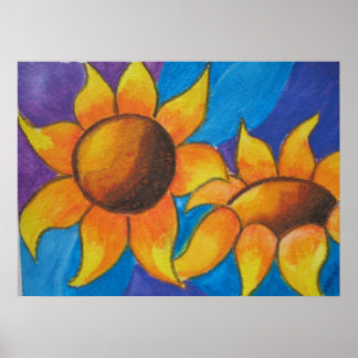 Abstrakt Solblommor Poster