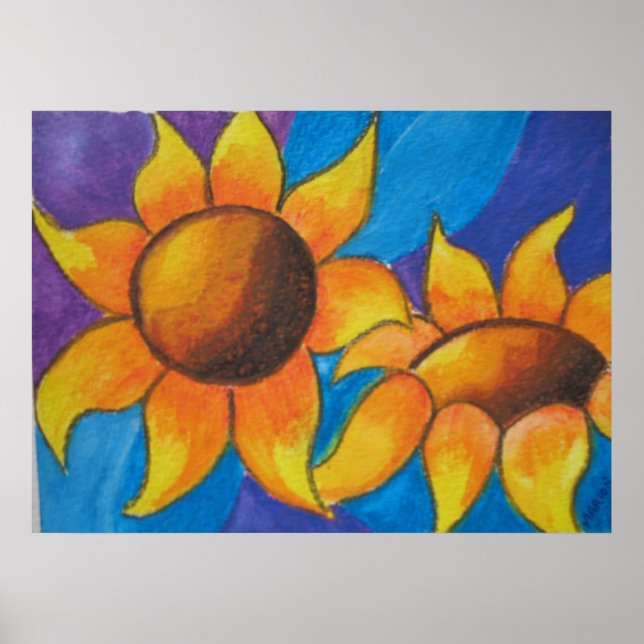 Abstrakt Solblommor Poster (Framsidan)