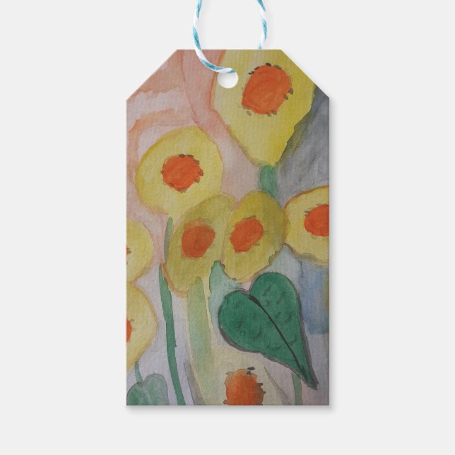 Abstrakt Solblommor Presentetikett (Framsidan)