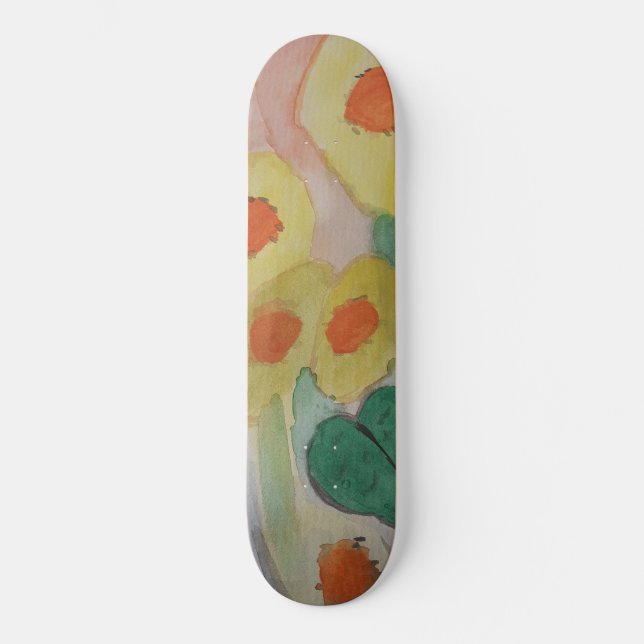 Abstrakt Solblommor Skateboard (Framsida)