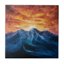 Abstrakt Solnedgång i bergsområden