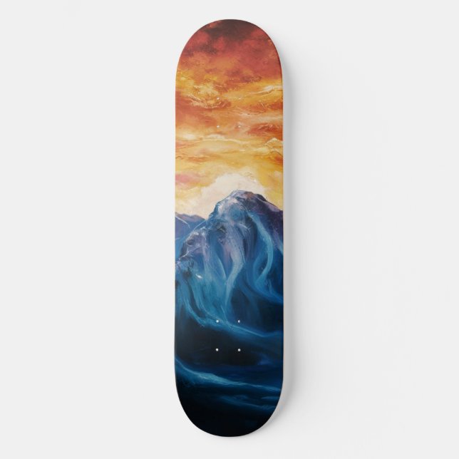 Abstrakt Solnedgång i bergsområden Mini Skateboard Bräda 18,5 Cm (Framsida)