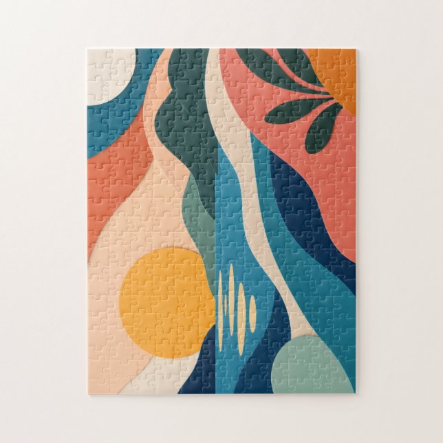 Abstrakt solnedgångslandskap Modern konst Pussel (Vertikal)