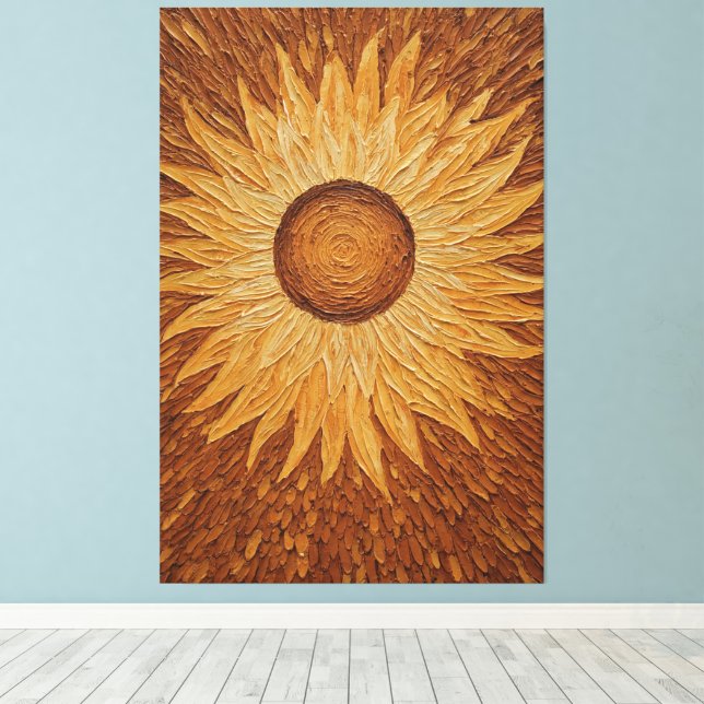 Abstrakt solros med strukturerade kronblad  canvastryck (Insitu (trägolv))