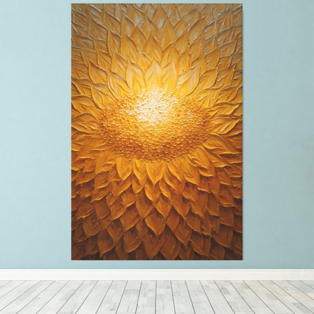 Abstrakt solros med strukturerade kronblad canvastryck (Insitu (trägolv))