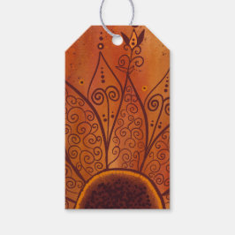 Abstrakt Solros Mönster Presentetikett